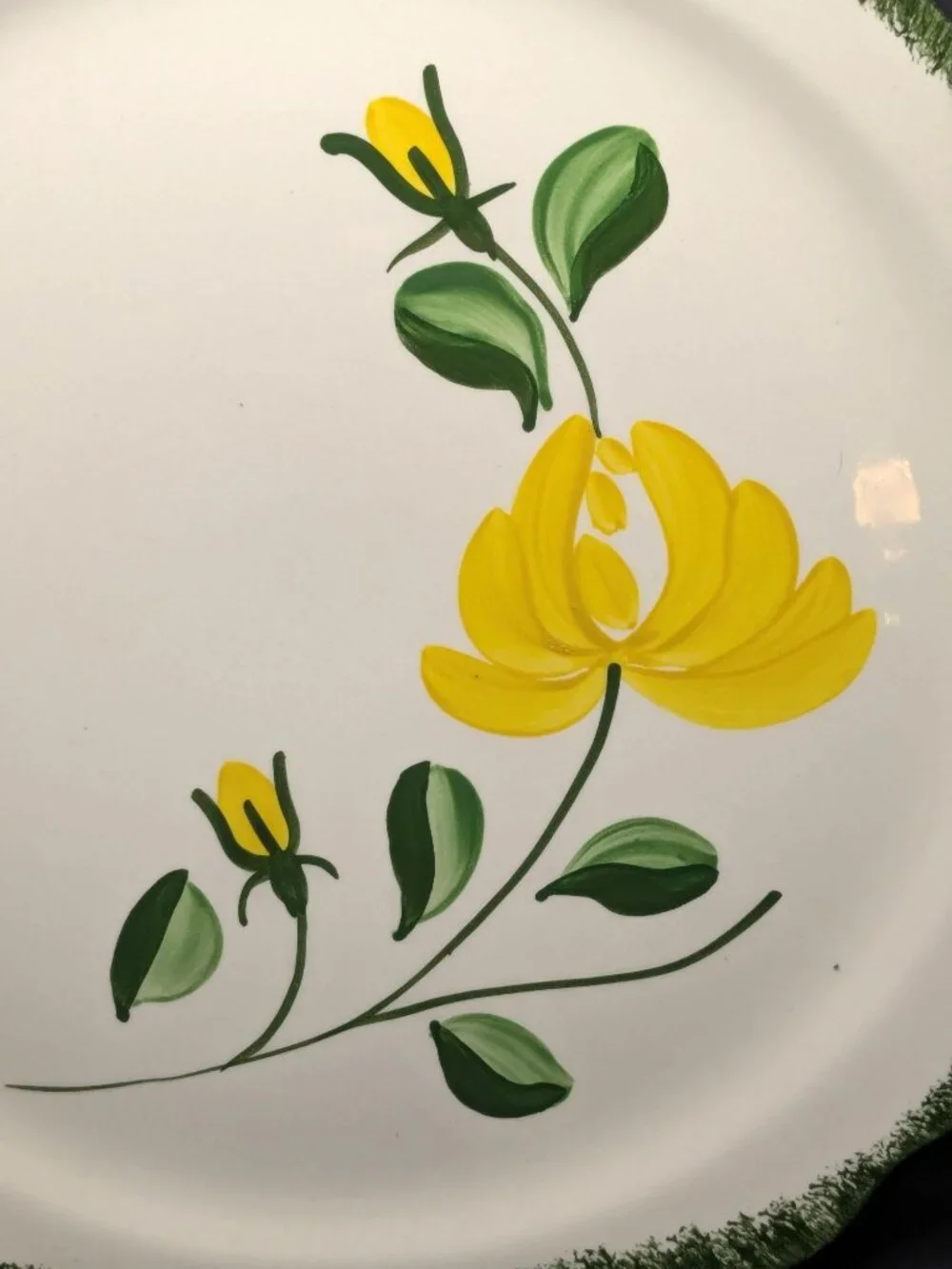 Vtg. Blue Ridge Southern Pottery Hand-Painted Floral Serving Platter Scalloped